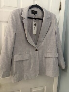 NWT Attentif Paris M/L Light Gray Oversized Blazer Jacket $110